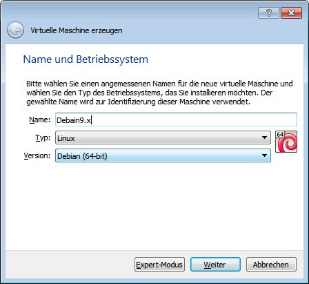 Erste Schritte bei der Einrichtung einer VM - Betriebssystem wählen