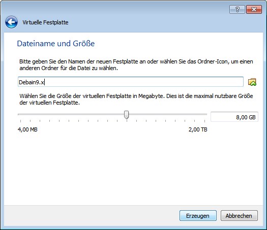 Erste Schritte bei der Einrichtung einer VM - Betriebssystem wählen