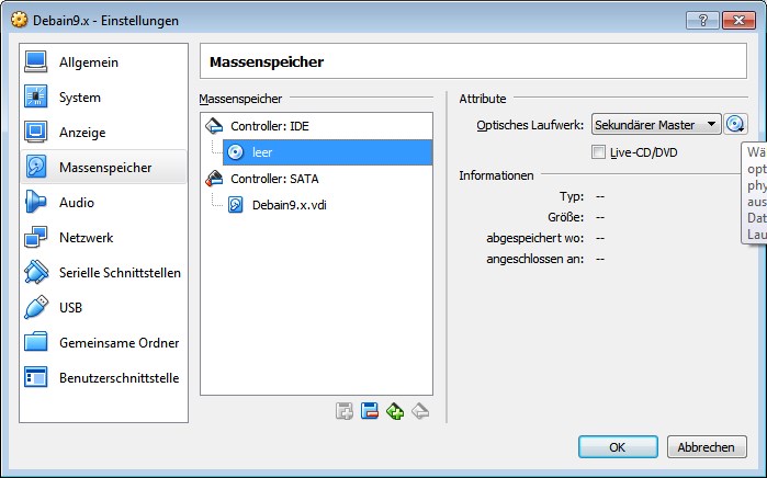 ISO-Datei als CD-Image in die Virtuelle Maschine einbinden