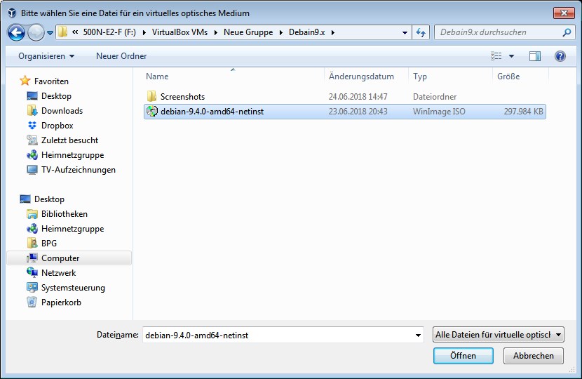 ISO-Datei als CD-Image in die Virtuelle Maschine einbinden